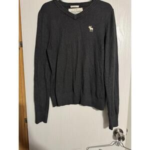 Abercrombie Fitch Sweater Mens XL Muscle Pullover V-Neck Gray Wool/Cashmere